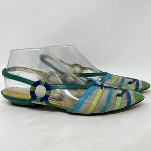 Vintage zalo mesh nautical slingback sandal in green 9.5